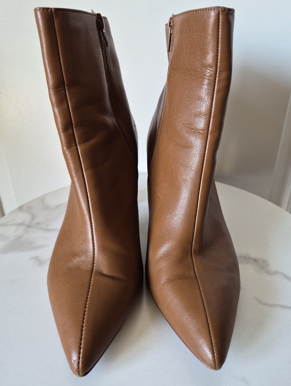 Chinese Laundry Cognac Brown Pointed Toe Ankle Booties | Women's Size 10